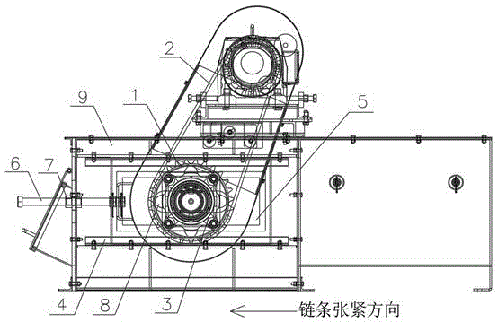 埋刮板輸送機機頭張緊結構