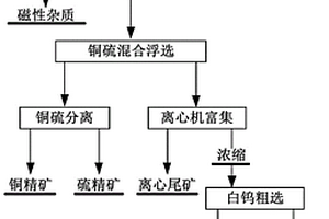 從鎢銅硫礦石中綜合回收黃銅礦、白鎢礦和硫鐵礦的選礦方法