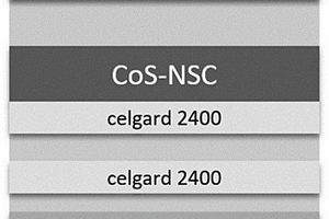 以涂覆CoS/NS共摻雜石墨烯復合材料的隔膜為中間層的鋰硫電池