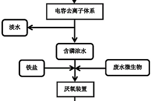 一種電容去離子結合厭氧鐵還原合成藍鐵石的磷回收方法