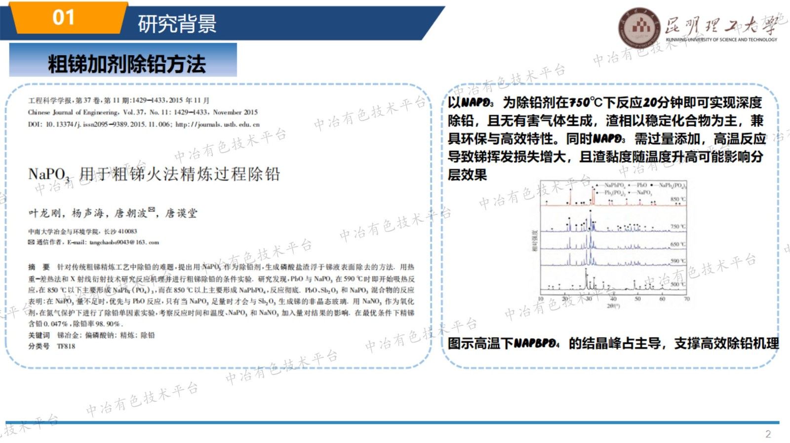 磷酸-六偏磷酸钠复合剂粗锑除铅研究